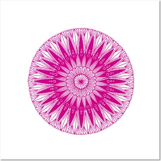 Mandala (magenta on white) Posters and Art